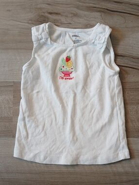 Gymboree Tank Top Fruit Embroidery and Shoulder Bows Size 3T FLAW (K)